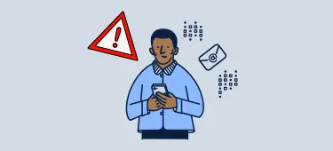 man receiving fake sms illustration