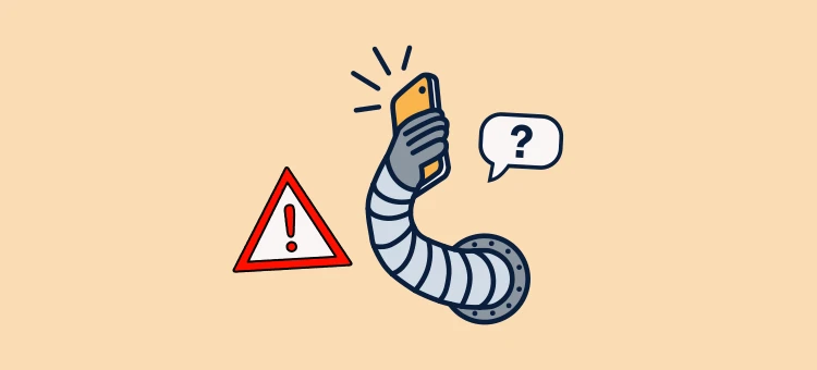 Illustration of a robotic arm holding a phone and making unwanted illegal robocalls